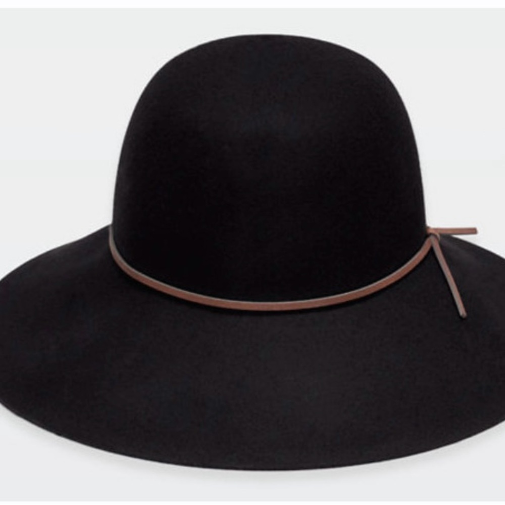 Talula - Black Felted Wool Wide-Brim Hat